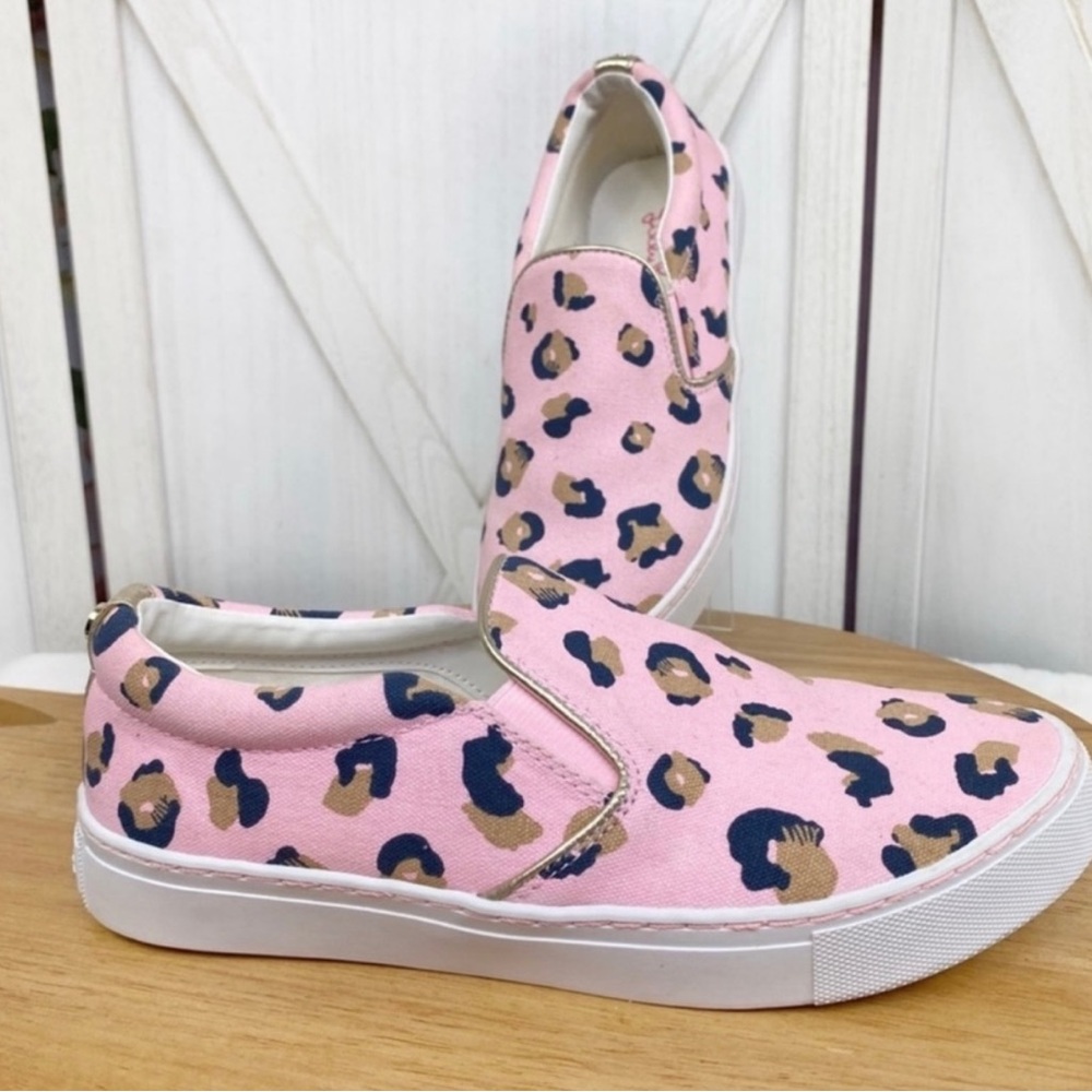 Lilly Pulitzer Julie Seeing Spots Pink Blossom Leopard Slip On Sneaker Shoe 7